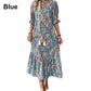 Damen Sommerkleid mit Tunika-Ausschnitt und Blumenmuster