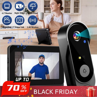 50% de Réduction – Sonnette Vidéo Sans Fil Écran 4,3" Visiophone Sans WiFi