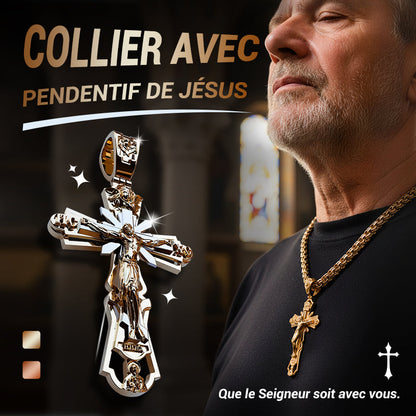✝️Pendentif Saint Jésus Béni - Design Élégant en Acier Inoxydable, Symbole de Foi et de Protection, Idéal pour Cadeau📿✨