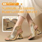 💐50% DE RÉDUCTION ! Sandales à Talons Bout Ouvert – Tissage Chic & Talon Bloc Stable 💃✨【Offre Limitée】