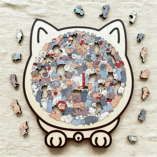 ⏳Spécial à durée limitée⏰Puzzle en bois de 135 pièces en forme de chat😸