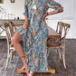 Damen Sommerkleid mit Tunika-Ausschnitt und Blumenmuster