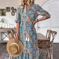 Damen Sommerkleid mit Tunika-Ausschnitt und Blumenmuster