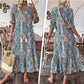 Damen Sommerkleid mit Tunika-Ausschnitt und Blumenmuster