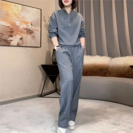 ⏳Spécial à durée limitée⏰Ensemble sweat-shirt court et pantalon large👚👖