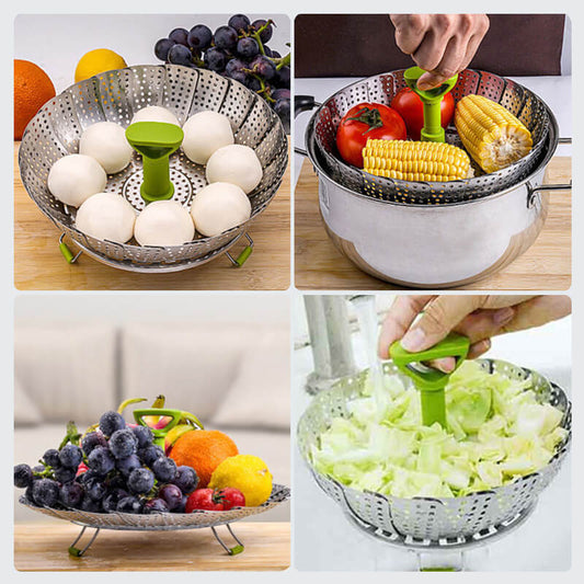 📢📢50% DE RÉDUCTION !! ⏰ Panier Vapeur Pliable en Acier Inoxydable – Polyvalent, Compact, Pratique 🥦