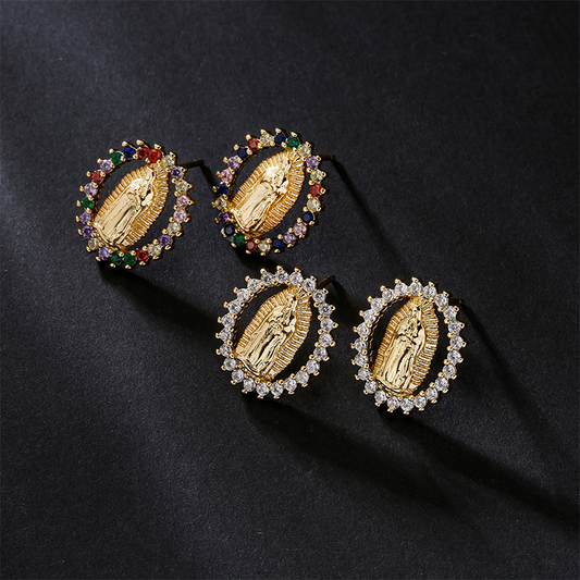 📢📢58 % de réduction !!! 🎅Boucles d'oreilles étincelantes Vierge Marie pour la foi et la mode