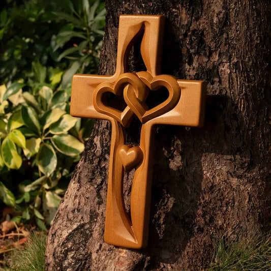 ⏳Spécial à durée limitée⏰Croix en Bois à Cœurs Entrelacés - Symbole d‘Amour & de Foi❤️✝️