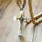 ✝️ 50% DE RÉDUCTION ! 🎉 Collier Pendentif Croix Bicolore – Style Audacieux, Métal Durable & Ajustable 🔗📦