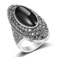Bague de déclaration vintage en marcassite noire pour femme