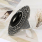 Bague de déclaration vintage en marcassite noire pour femme