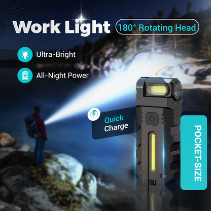 💎49% DE RÉDUCTION ! 💎Lampe de Travail LED à Tête Pivotante 180° – Double Faisceau, Base Magnétique & Recharge USB-C 🔦🔋