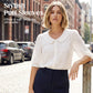 💎 50% DE RÉDUCTION – TEMPS LIMITÉ !💎Chemise à Col Rétro avec Broderie Florale – Polyester Léger, Manches Mi-Longues & Coupe Féminine  blouse🌸
