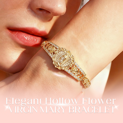 Bracelet Élégant Vierge Marie à Fleurs Ajourées