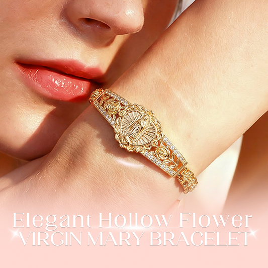 Bracelet Élégant Vierge Marie à Fleurs Ajourées