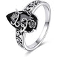💎 50% sur Bague Bohème Vintage à Motif Floral ! 💎 Artisanat Détaillé, Pierre Précieuse Noire & Style Romantique Ajustable✨