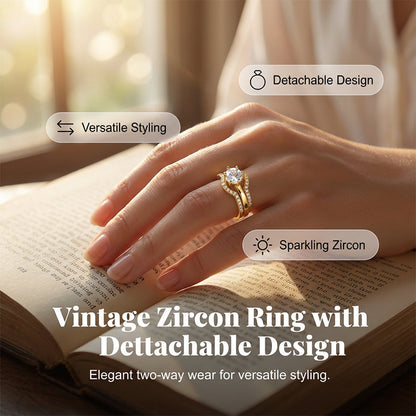 💍Promotions sur les bagues — 53 % de réduction 💍Bague ouverte 2-en-1 dorée avec zircone