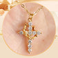 ✨ 50 % de réduction ✨Collier avec Pendentif Croix & Couronne Éternelles