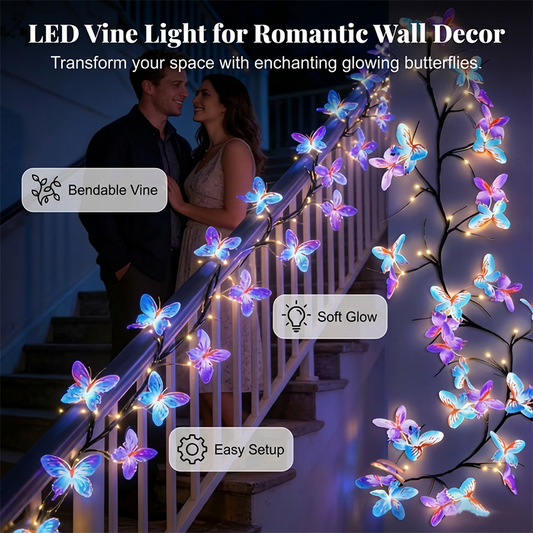 🦋✨ PROMO -50% ! Guirlande Lumineuse Papillon LED Flexible – 8 Modes, USB, Décoration Murale & Ambiance (1,6 m)