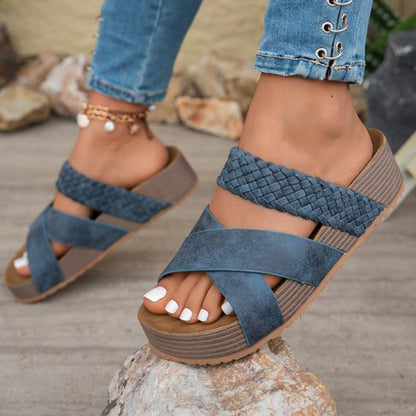 👡 50% DE RÉDUCTION ! Sandales Femme à Talon Compensé – Lanières Entrecroisées, Style Chic & Confortable 🍂