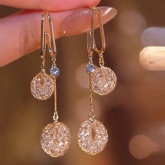 💎 LIMITÉ 60% DE RÉDUCTION ! ✨ Boucles d'Oreilles Goutte à Franges – Cristal Brillant, Argent 925 & Léger 🌟
