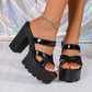 📢📢60 % de réduction !! ⏰Sandales à talons épais et semelles compensées pour femme