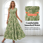 👗🌸50% de réduction 🍂 Robe longue à col en V et imprimé floral, avec smocks, pour femme🍁