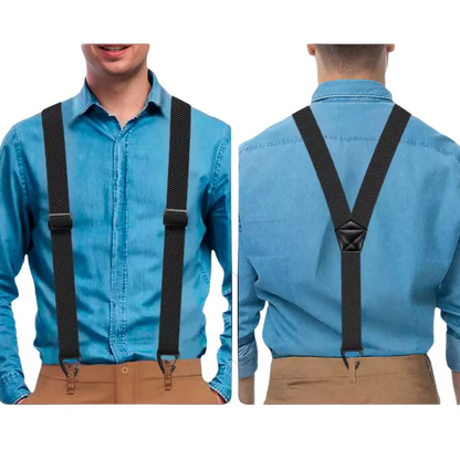 👔 50% DE RÉDUCTION! 🧥 Bretelles pour Homme à Dos en X avec Crochets – Réglables, Robustes & Parfaites Pour Un Maintien Élégant Au Quotidien ✨