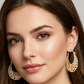 🌙 50% DE RÉDUCTION ✨ Boucles d'oreilles créoles croissant plaqué or – Détails en filigrane, fleurs en émail rose & bleu – Crochet sécurisé, style bohème chic – parfaites pour le quotidien ou les occasions spéciales 💖