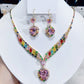 💎 Dernier Jour -50% ! ✨ Parure Bijoux Cœur Scintillant – Cristal Synthétique – Collier 31–40 cm + Boucles d’Oreilles – Noir/Multicolore – Élégante et Légère 💖