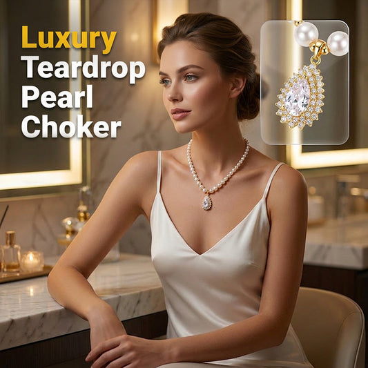 📿 OFFRE LIMITÉE -50% ! 💥 Collier de Perles Style Vintage pour Femme – Ras-de-Cou Goutte d'Eau, Perles Lumineuses, Doré ✨
