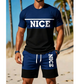 📢📢-50% !! ⏰Ensemble T-Shirt et Short Color Block pour Homme