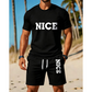 📢📢-50% !! ⏰Ensemble T-Shirt et Short Color Block pour Homme