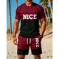 📢📢-50% !! ⏰Ensemble T-Shirt et Short Color Block pour Homme