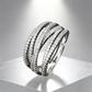 💫 50% DE RÉDUCTION ! 💥 Bague Croisée Multi-Rangs Ajustable – Pierres de Zircone Étincelantes, Tige Ouverture & Finition Miroir – Idéale pour le Quotidien, le Bureau et les Soirées ✨