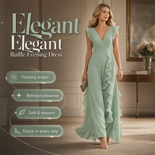 🌸👗 Robe maxi en mousseline col V et volants – Fluide, légère et romantique, la robe d’été parfaite des journées ensoleillées aux soirées étoilées ☀️🌙