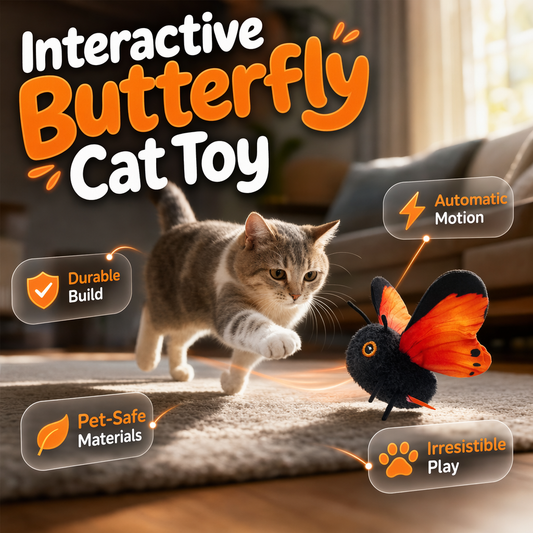 🐱 50% DE RÉDUCTION! 🦋 Papillon intelligent anti-ennui – Déclenché par le mouvement & vol réaliste ✨
