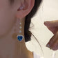 ⏳ -50% ! 💙 Boucles d’Oreilles Fil Pierres Précieuses Synthétiques Cœur Bleu – Alliage Cuivre + Saphirs 2,10 ct – Design Romance & Électroplacage Luxe pour Quotidien et Cadeau ✨