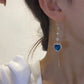⏳ -50% ! 💙 Boucles d’Oreilles Fil Pierres Précieuses Synthétiques Cœur Bleu – Alliage Cuivre + Saphirs 2,10 ct – Design Romance & Électroplacage Luxe pour Quotidien et Cadeau ✨