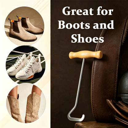 👞✨ Chausse-pied en T en acier inoxydable – Poignée ergonomique, solide et durable, enfilez vos chaussures sans vous baisser ni abîmer le talon, le confort au quotidien 🏠💪