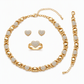 Parure de Bijoux Cœur 4 Pièces Plaqué Or – Collier, Bracelet, Boucles d'Oreilles & Bague