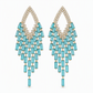 ⏳Spécial à durée limitée⏰Boucles d'Oreilles Rhombe Zircons & Franges🦚