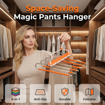 👖 50% DE RÉDUCTION! 🗄️ Cintre à pantalons multi-niveaux – Gain de place & pratique ✨