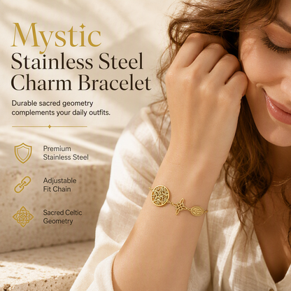📢📢50 % DE RÉDUCTION !! ⏰ Bracelet réglable en acier inoxydable avec pendentifs croix, pentagramme et nœud de sorcière
