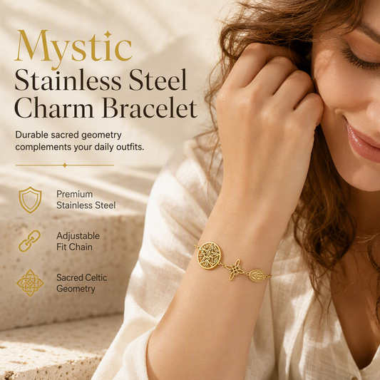 📢📢50 % DE RÉDUCTION !! ⏰ Bracelet réglable en acier inoxydable avec pendentifs croix, pentagramme et nœud de sorcière