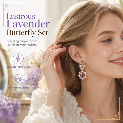 🦋 50% DE RÉDUCTION! 💜 Parure papillon – Bague & boucles zircon violet ✨