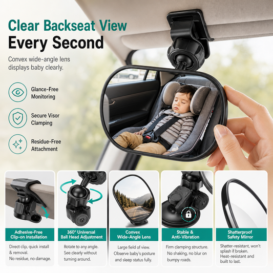 🚲 50% DE RÉDUCTION! 🪞 Miroir convexe grand angle – Ventouse & clip, 12,5cm, pour recul ✨