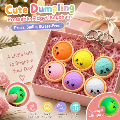 🔥 Porte-clés Anti-Stress Mignon en Forme de Dumpling à Presser – Lumière Tactile