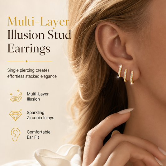 Boucles d’oreilles grimpantes minimalistes à trois rangs incurvés ornées de strass