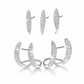 Boucles d’oreilles grimpantes minimalistes à trois rangs incurvés ornées de strass